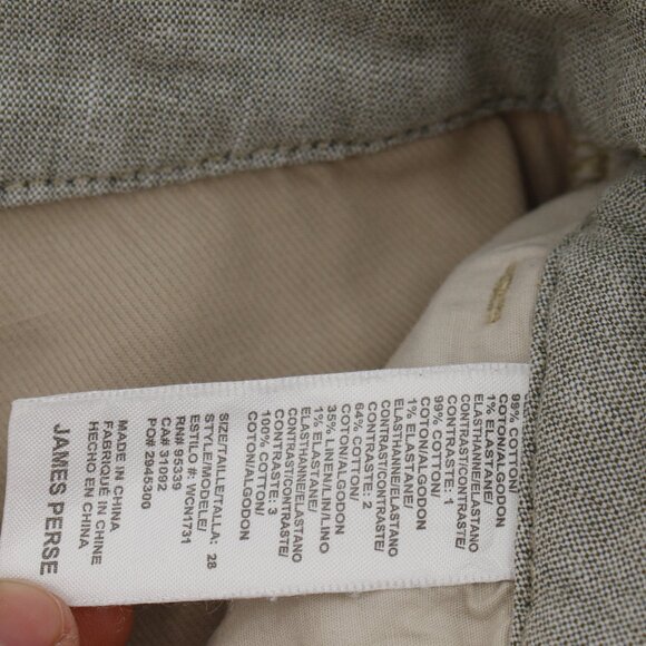 James Perse Pants Women 28 32x23 Cotton Linen Patchwork Button Fly Cropped chino - Picture 11 of 13